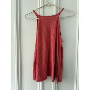 Joie high neck coral pink linen tissue tank top S